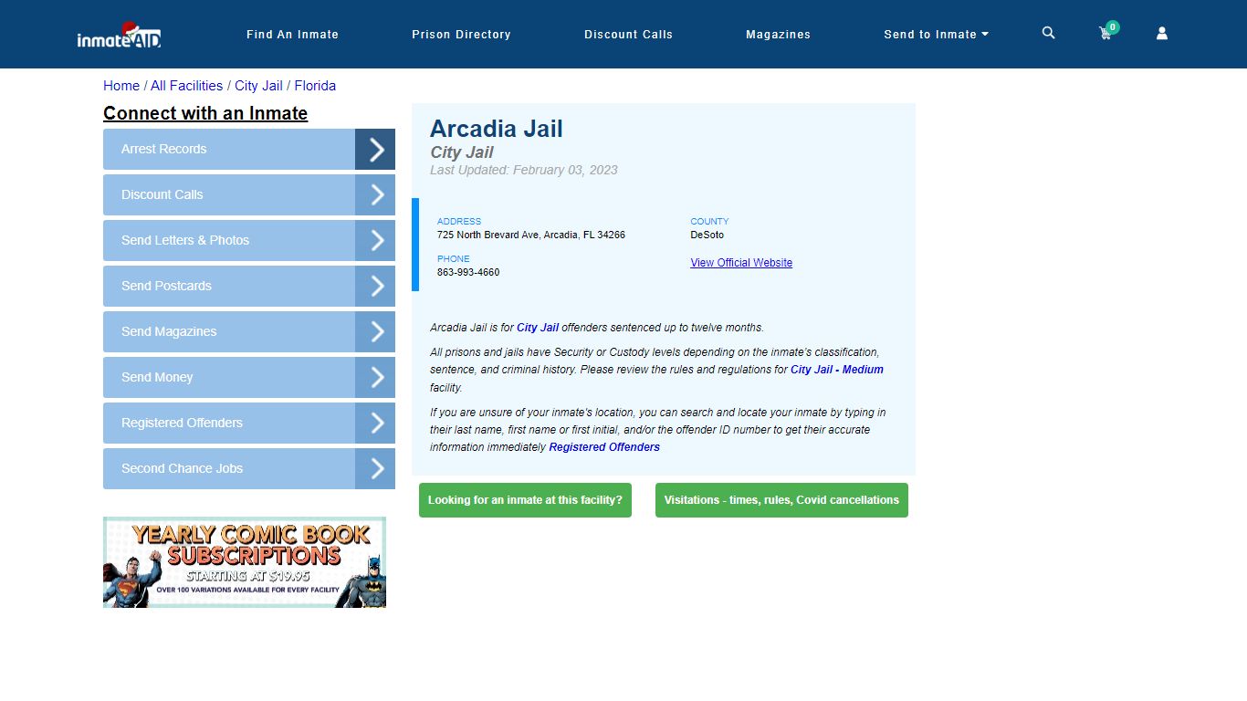 Arcadia Jail | Inmate Locator