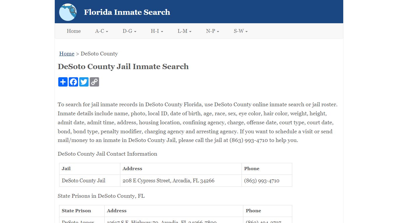 DeSoto County Jail Inmate Search